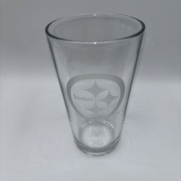 Pittsburgh Steelers NFL Football Budweiser Beer Pint 6" Glass Etched Bar Tumbler - Picture 1 of 8
